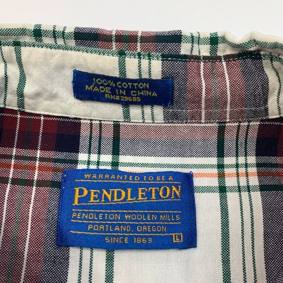 Pendleton Shirt Mens L Large Plaid Cotton Short Sleeve Button Down Collar - Picture 5 of 8